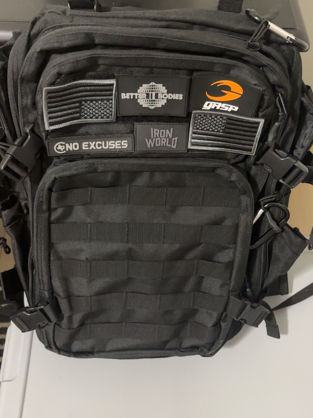 Tactical Black MOLLE Backpack with Patch Panel